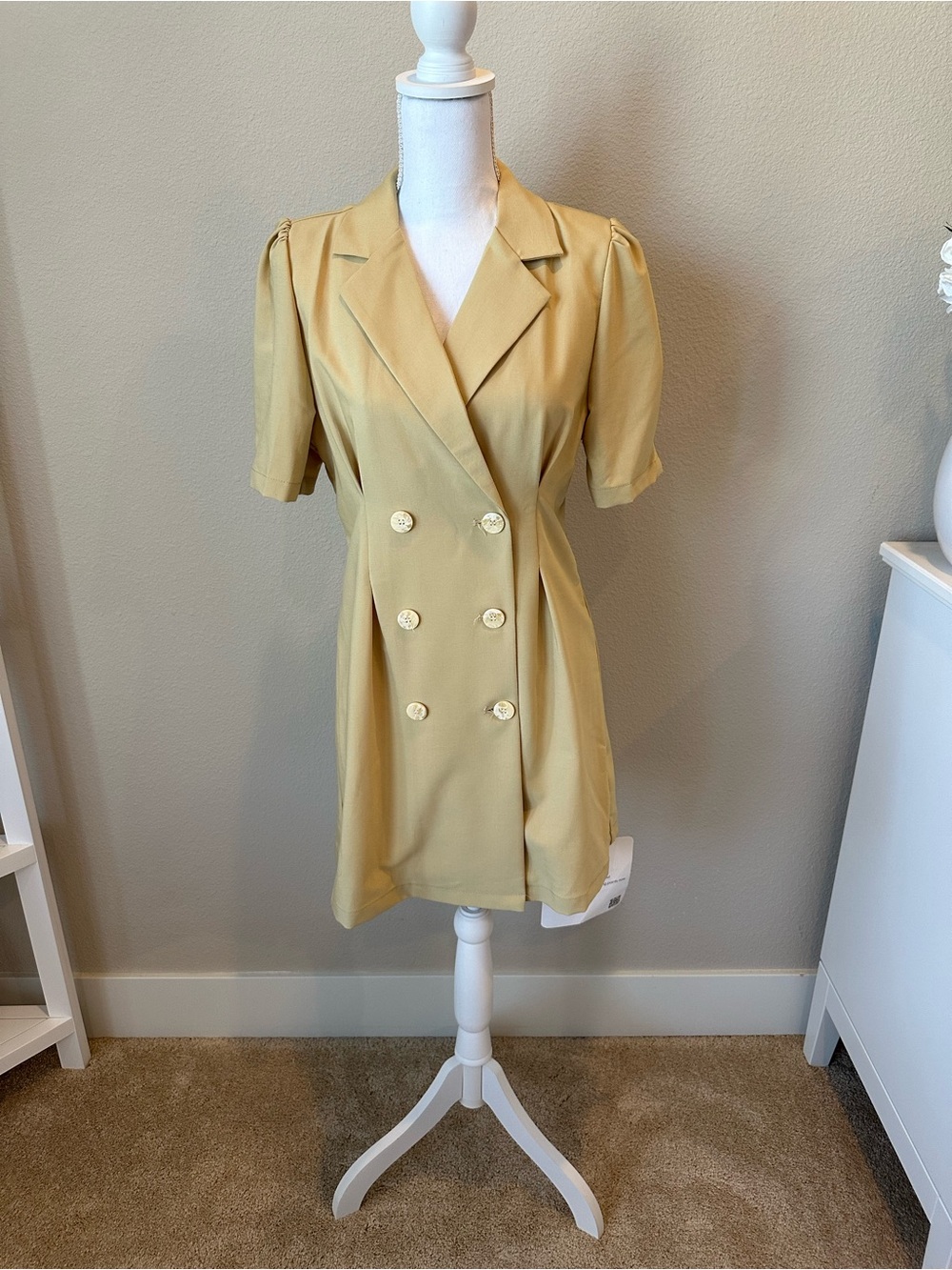 Chicwish Double-Breasted Mini Dress in Mustard